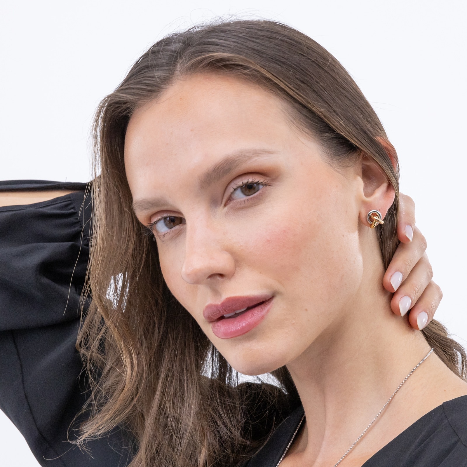 Boss Ladies BOSS Harmonie Tri Coloured Knot Stud Earrings