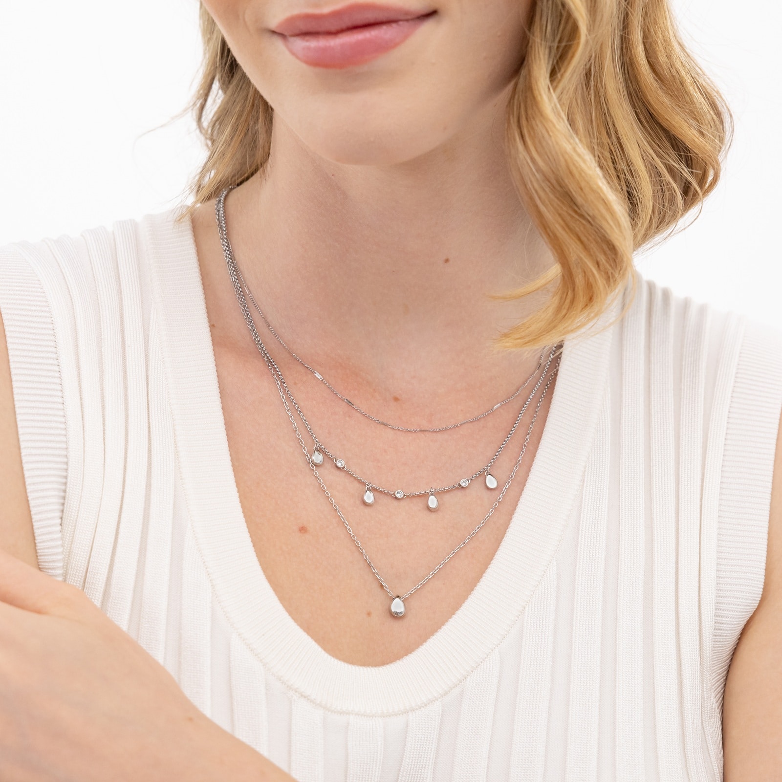 Boss Ladies BOSS Selena Stainless Steel Droplet Charm Necklace