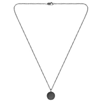 Boss Gents BOSS Double B Black Plated Medallion Necklace Boss Gents BOSS Double B Black Plated Medallion Necklace