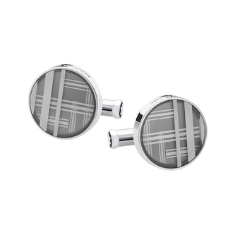 Montblanc Contemporary Striped Stainless Steel Cuff Links Montblanc Contemporary Striped Stainless Steel Cuff Links