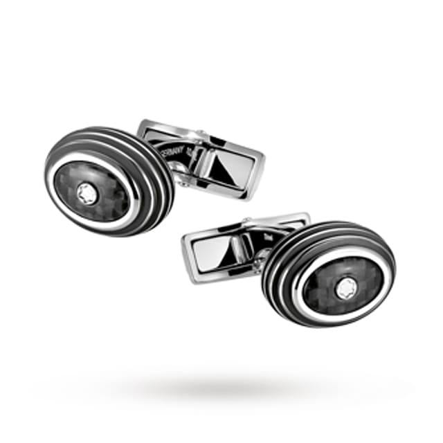 Montblanc Iconic Stainless Steel and Black Carbon Cuff Links