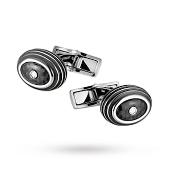 Montblanc Iconic Stainless Steel and Black Carbon Cuff Links Montblanc Iconic Stainless Steel and Black Carbon Cuff Links