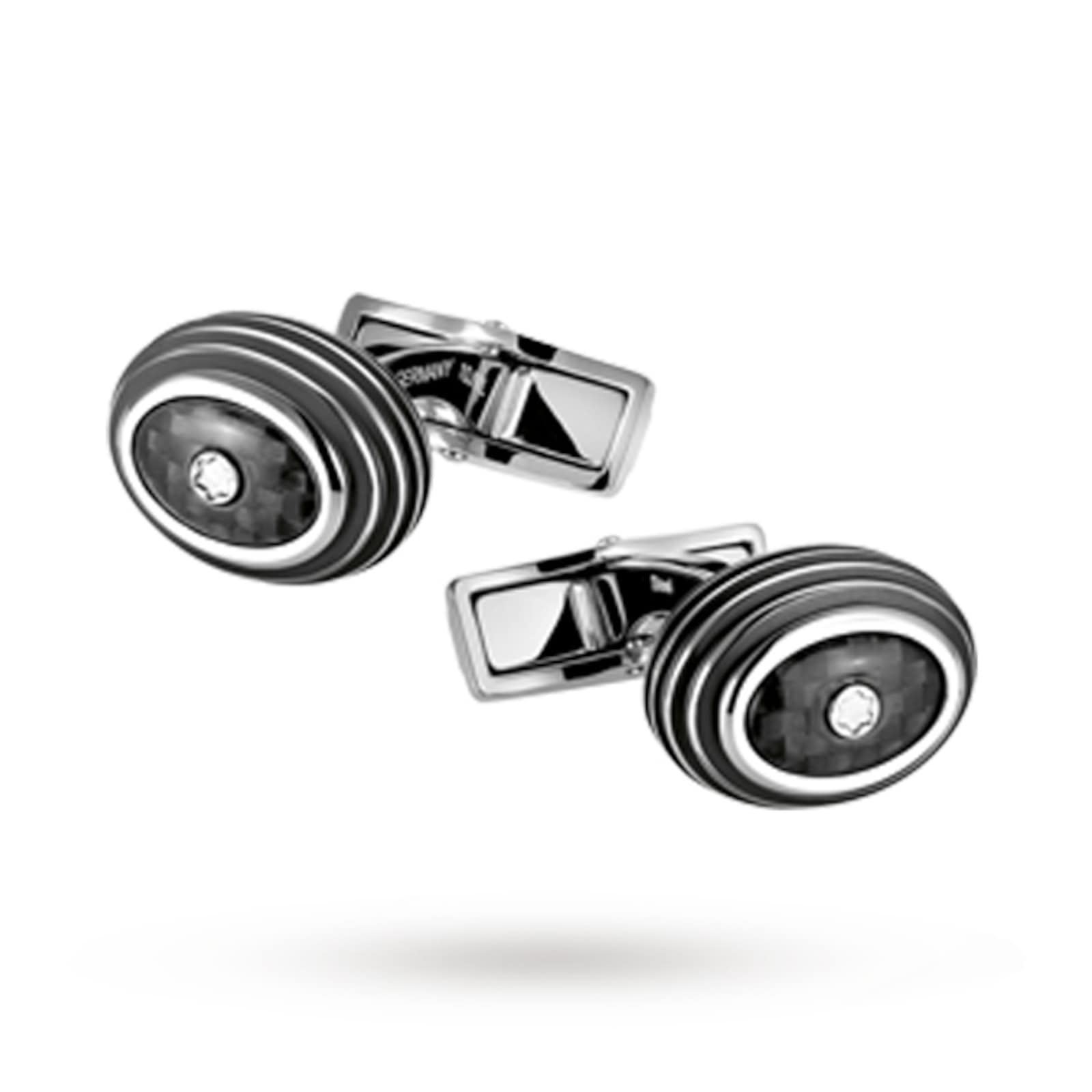 Montblanc Iconic Stainless Steel and Black Carbon Cuff Links 111312 ...