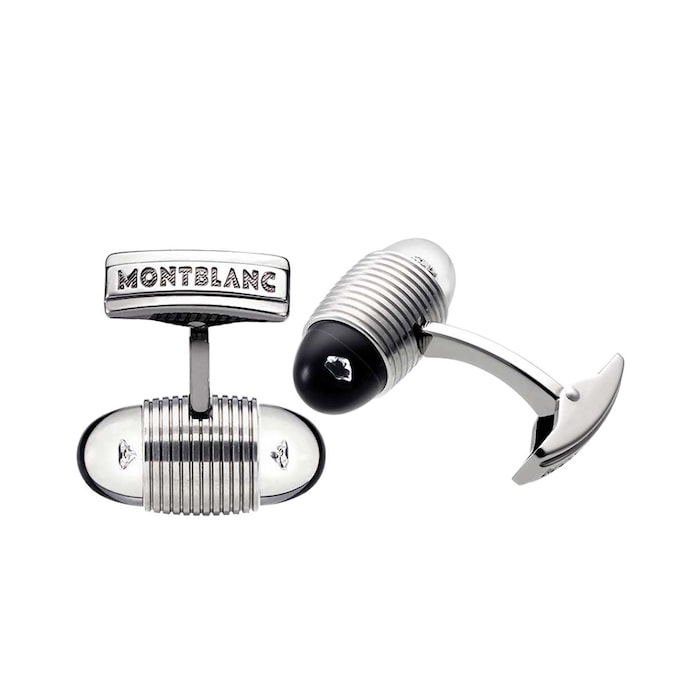 Montblanc Stainless Steel and Diamond Cuff Links