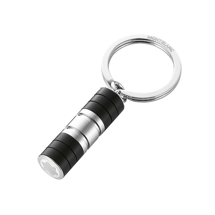 Mens keychain Montblanc M Gram 127920 black pvc leather fob with metal hook  ring