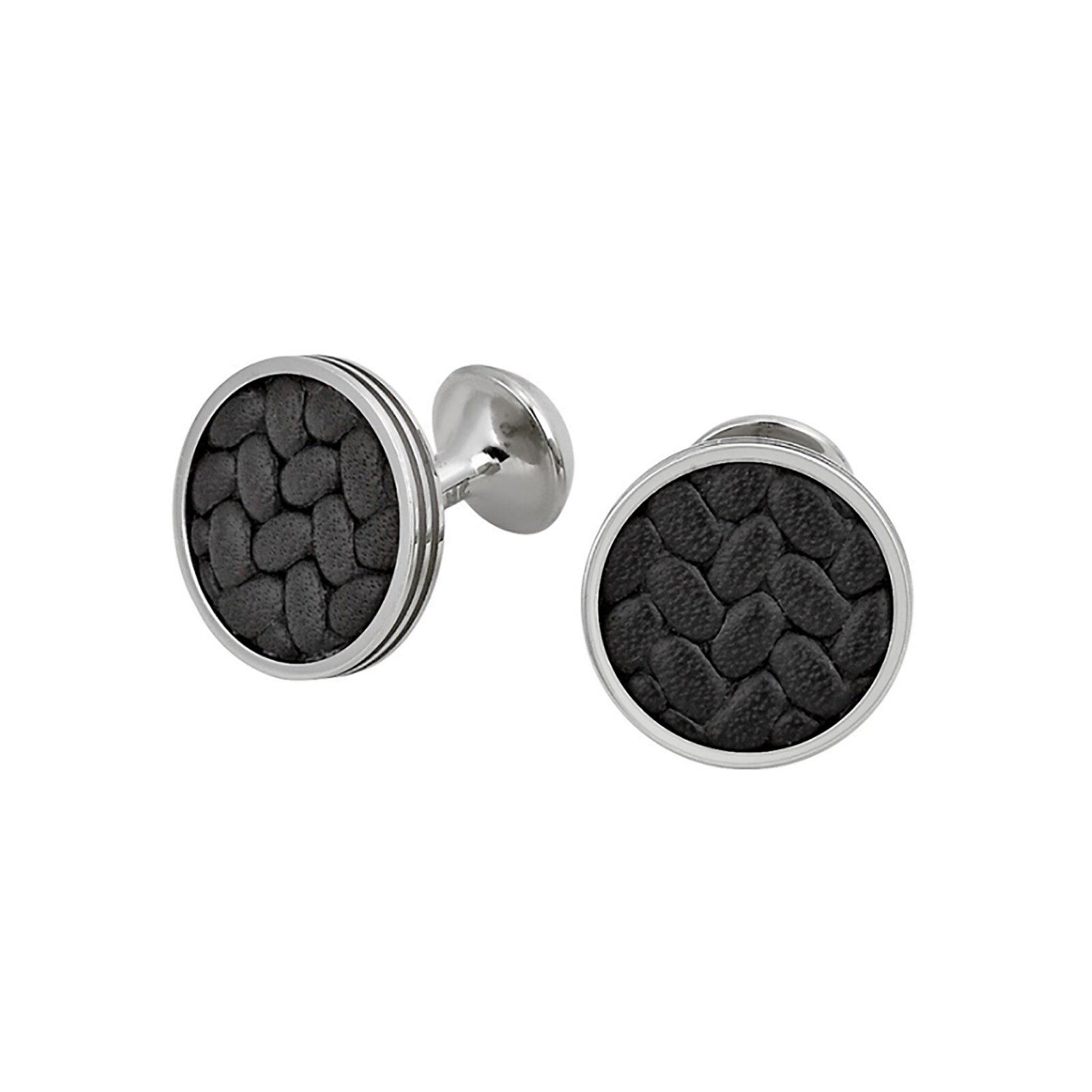 Montblanc Monograin Stainless Steel with Leather Inlay Cuff Links