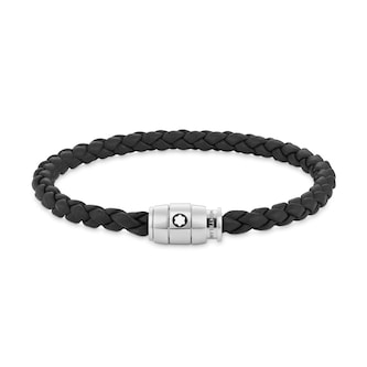 Montblanc 3 Rings Bracelet Soft Leather Black