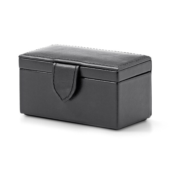 Mappin & Webb Black Leather Calf 2 Piece Cufflink Box