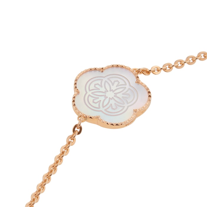 Omega Flower 18k Red Gold Bracelet Mother of Pearl