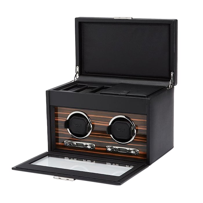 WOLF Roadster Double Watch Winder With Storage