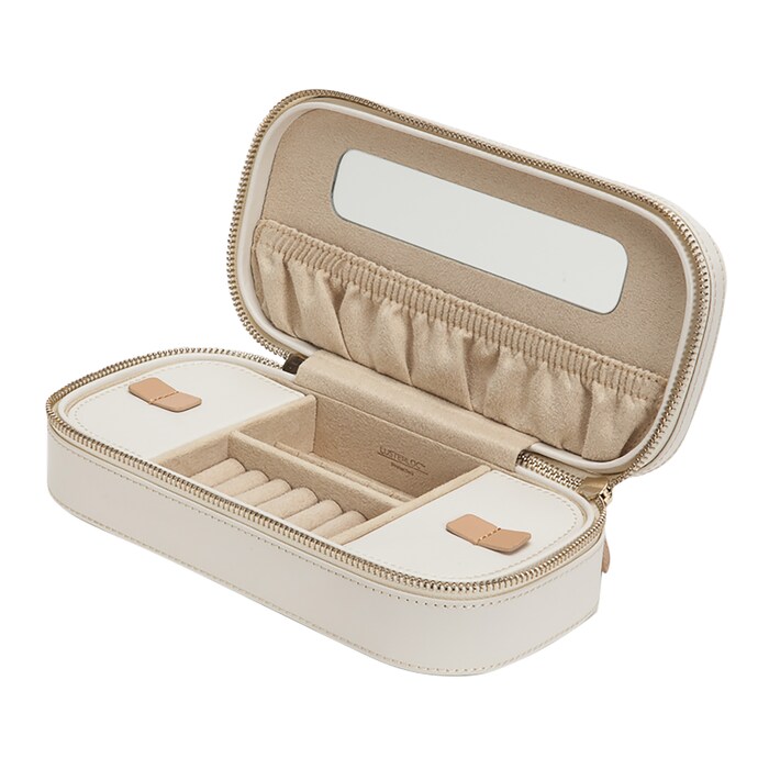 WOLF Chloe Zip Jewellery Case - Cream