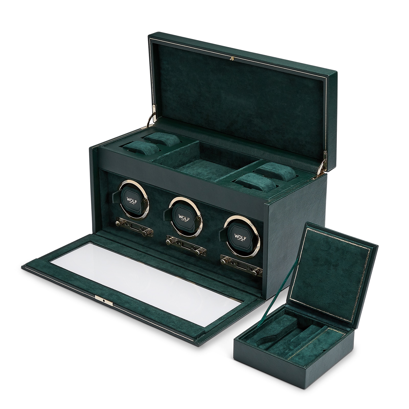 WOLF British Racing Green Triple Watch Winder 792341 Watches Of