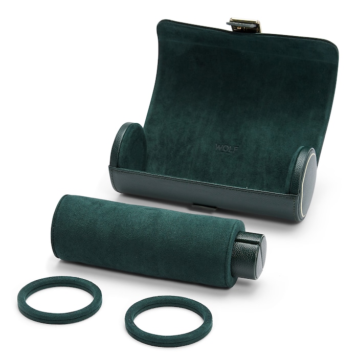 WOLF British Racing Green Triple Watch Roll