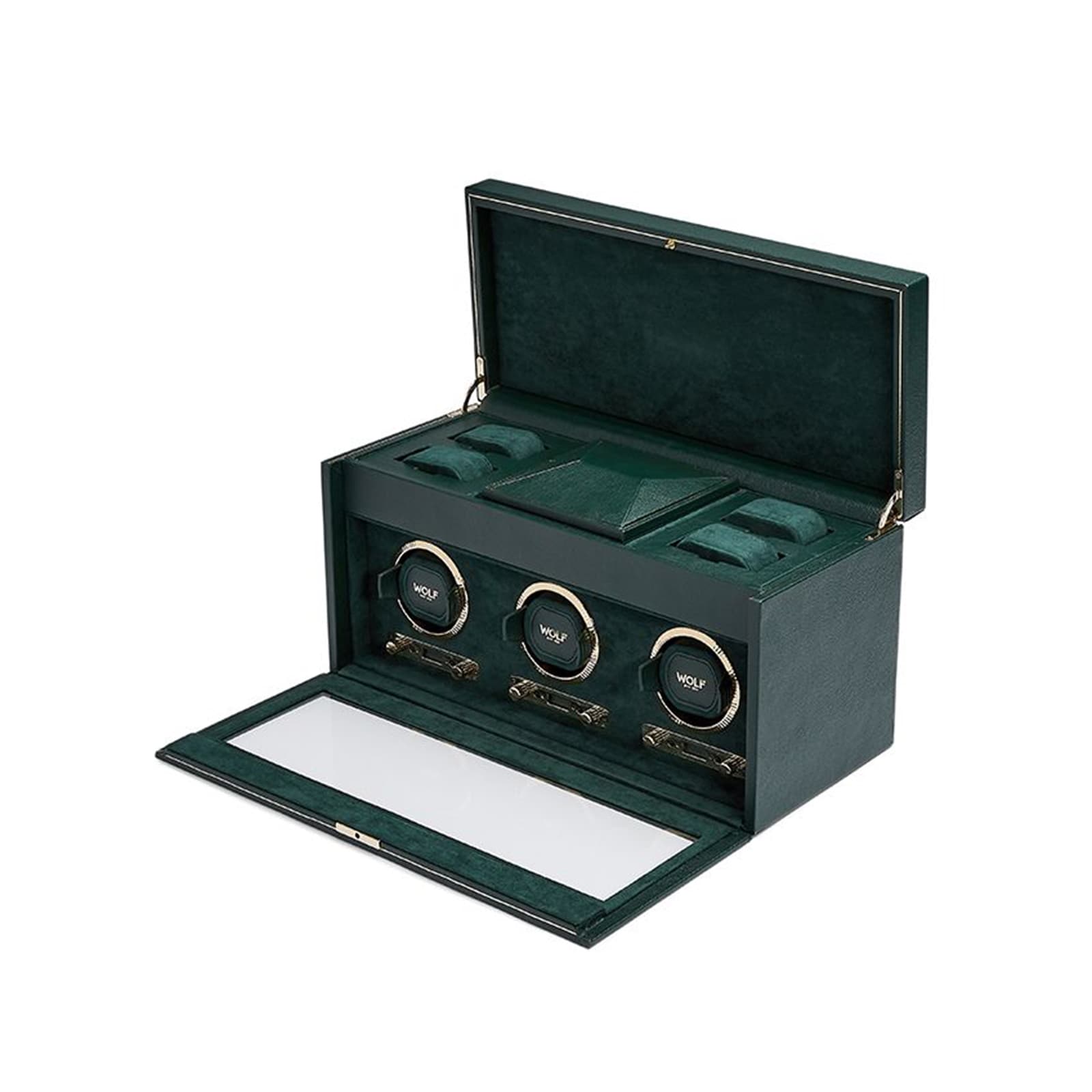 WOLF British Racing Triple Watch Winder With Storage