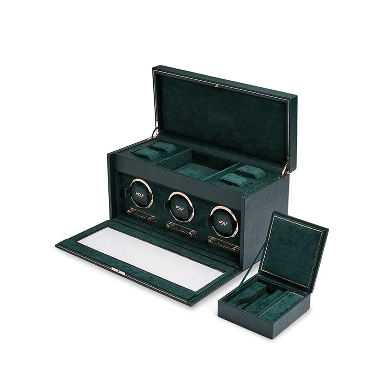 WOLF British Racing Triple Watch Winder With Storage