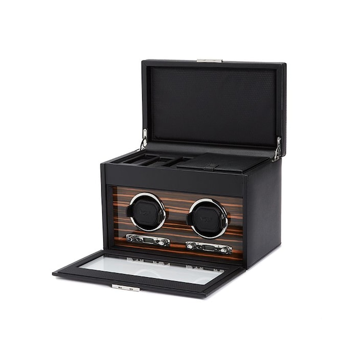 WOLF Roadster Double Watch Winder With Storage