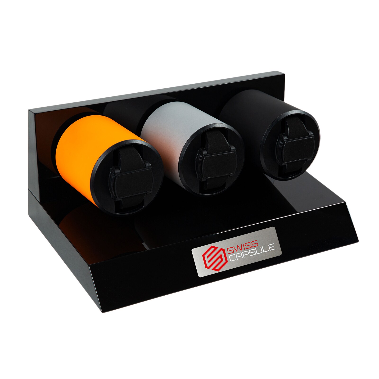Swiss Capsule Triple Winder Silver Orange Black