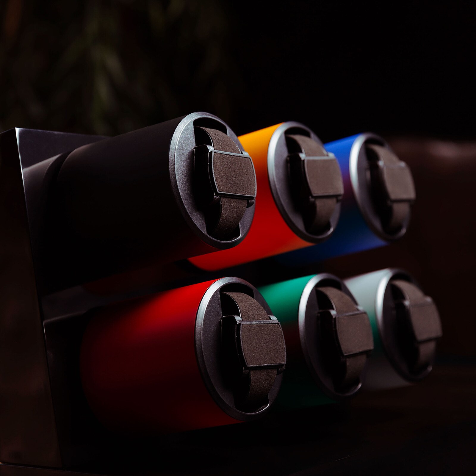 Swiss Capsule 6 Winder Red Silver Black Blue Orange Green