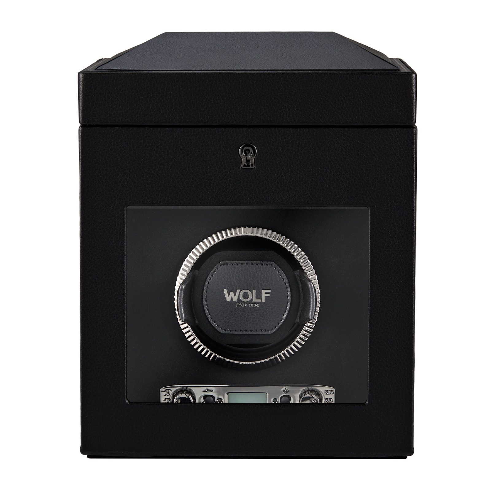 WOLF Single Watch Winder With Storage - British Racing Black Collection WOLF Single Watch Winder With Storage - British Racing Black Collection
