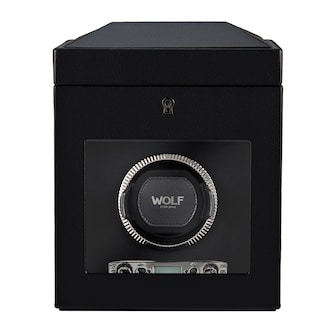 WOLF Single Watch Winder With Storage - British Racing Black Collection WOLF Single Watch Winder With Storage - British Racing Black Collection