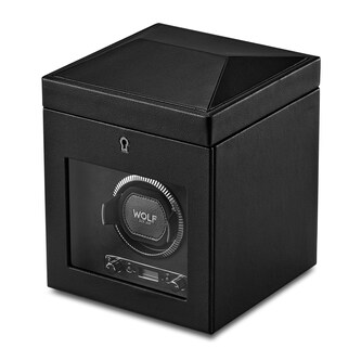 WOLF Single Watch Winder With Storage - British Racing Black Collection WOLF Single Watch Winder With Storage - British Racing Black Collection