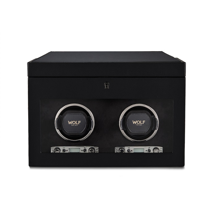 WOLF Double Watch Winder With Storage - British Racing Black Collection