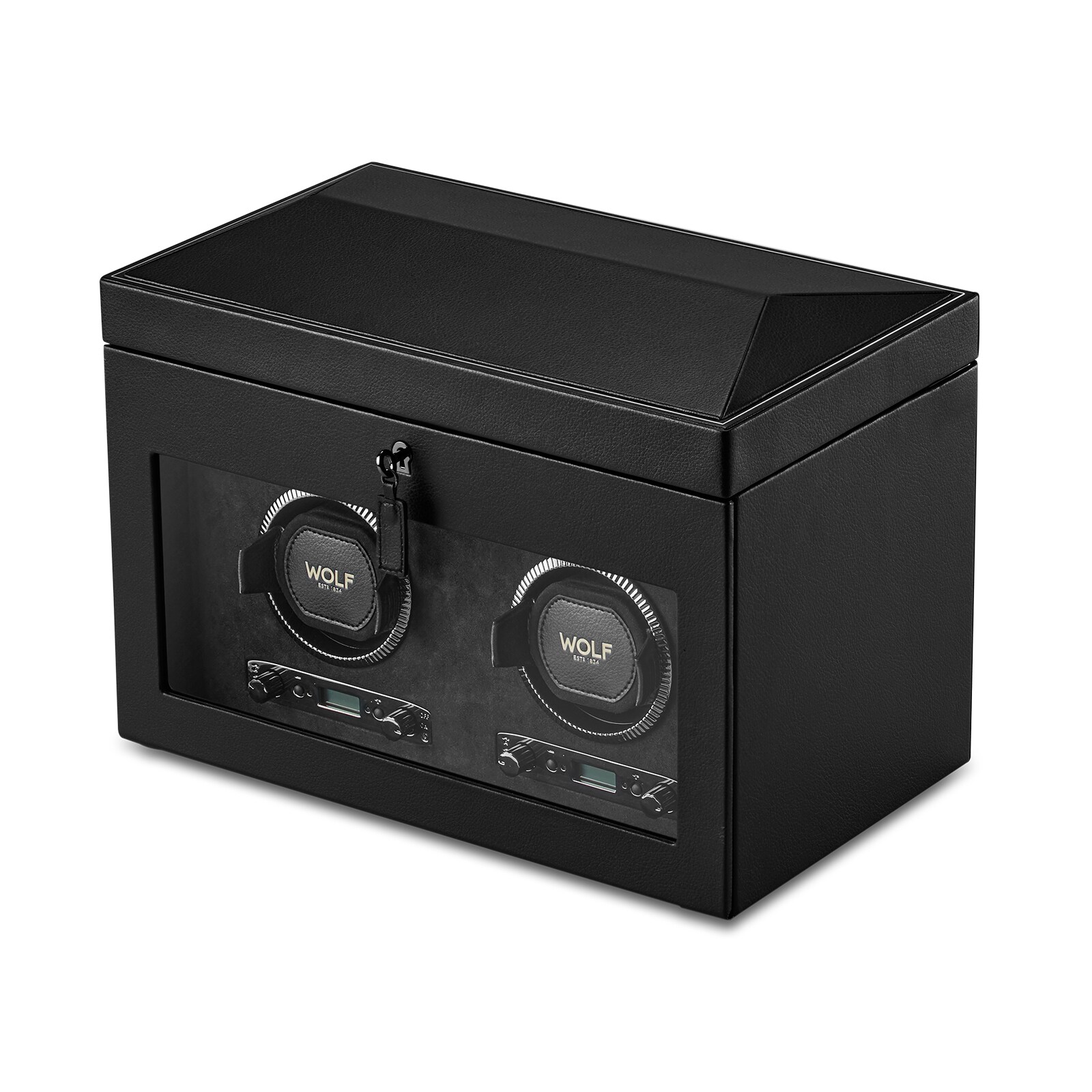 WOLF Double Watch Winder With Storage - British Racing Black Collection