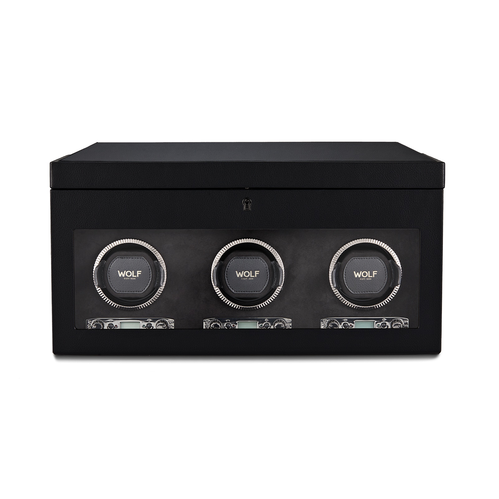 WOLF Triple Watch Winder With Storage - British Racing Black Collection