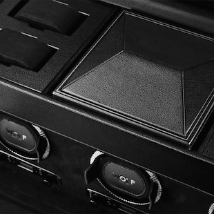 WOLF Triple Watch Winder With Storage - British Racing Black Collection