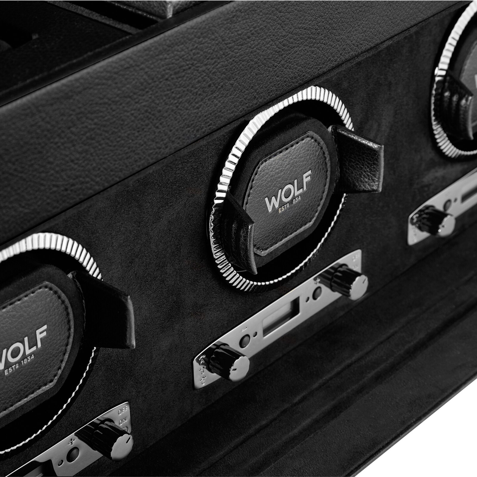 WOLF Triple Watch Winder With Storage - British Racing Black Collection