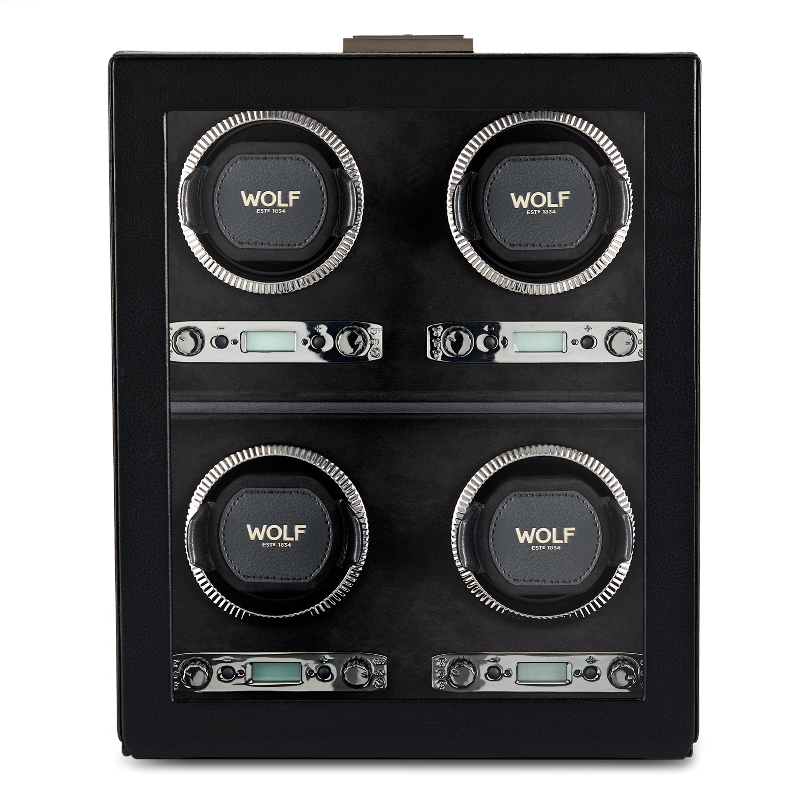 WOLF Four Piece Watch Winder - British Racing Black Collection WOLF Four Piece Watch Winder - British Racing Black Collection