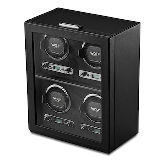 WOLF Four Piece Watch Winder - British Racing Black Collection WOLF Four Piece Watch Winder - British Racing Black Collection