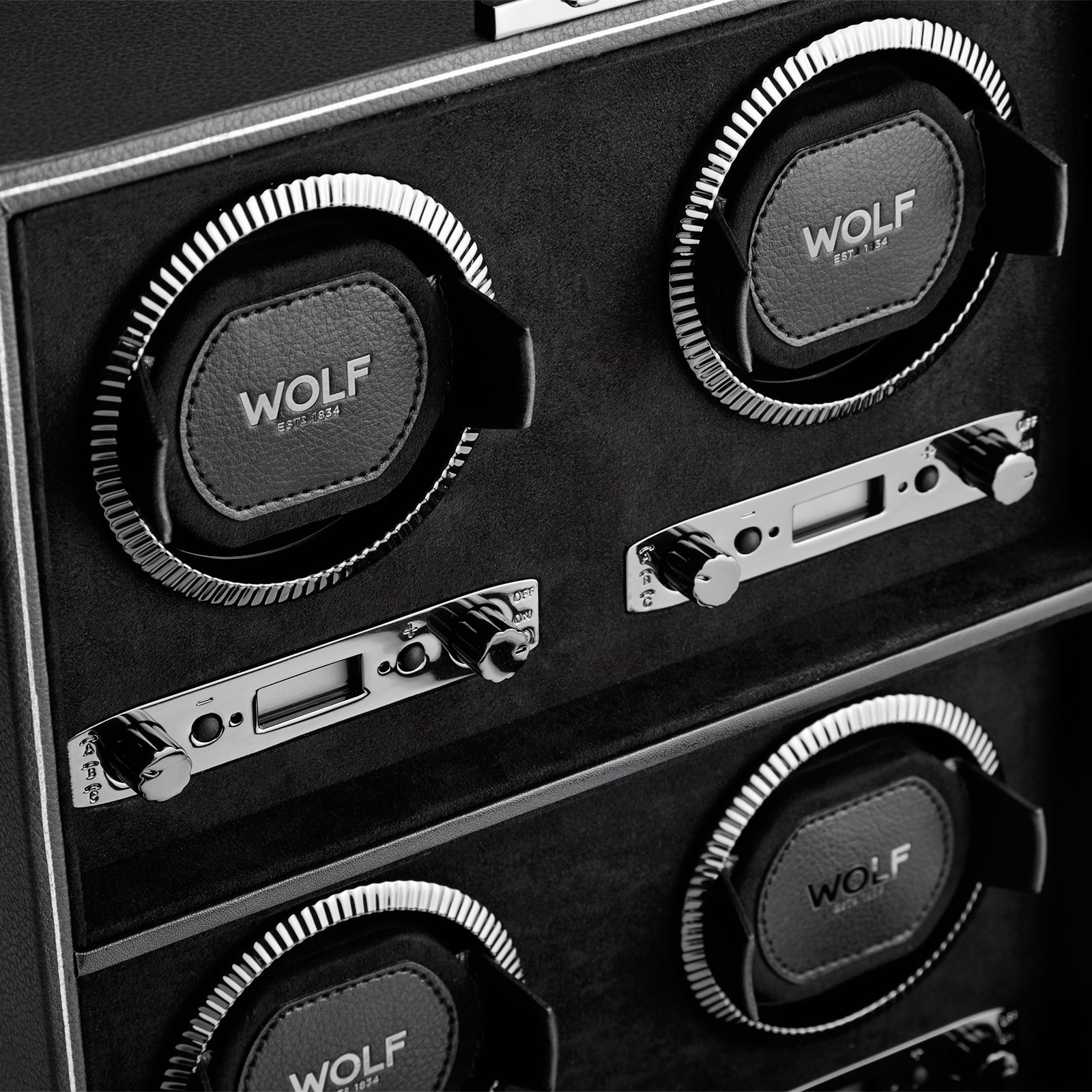 WOLF Four Piece Watch Winder - British Racing Black Collection