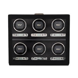 WOLF Six Piece Watch Winder - British Racing Black Collection WOLF Six Piece Watch Winder - British Racing Black Collection
