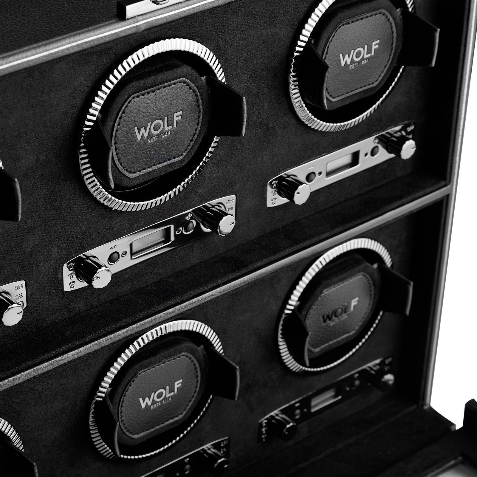 WOLF Six Piece Watch Winder - British Racing Black Collection