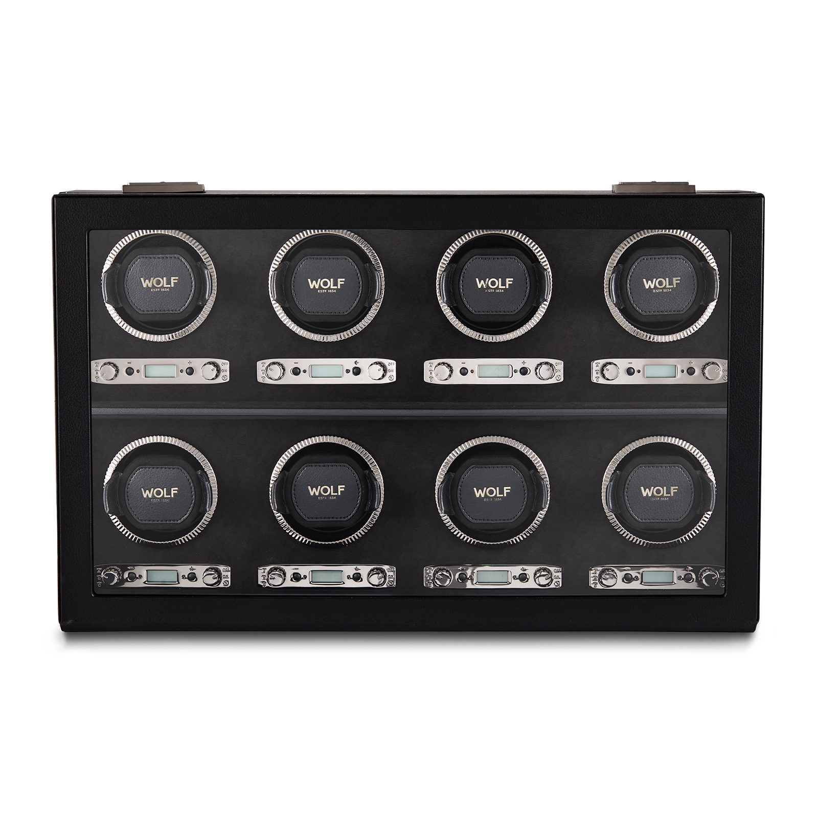 WOLF Eight Piece Watch Winder - British Racing Black Collection WOLF Eight Piece Watch Winder - British Racing Black Collection