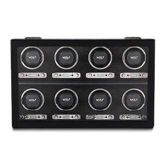 WOLF Eight Piece Watch Winder - British Racing Black Collection WOLF Eight Piece Watch Winder - British Racing Black Collection