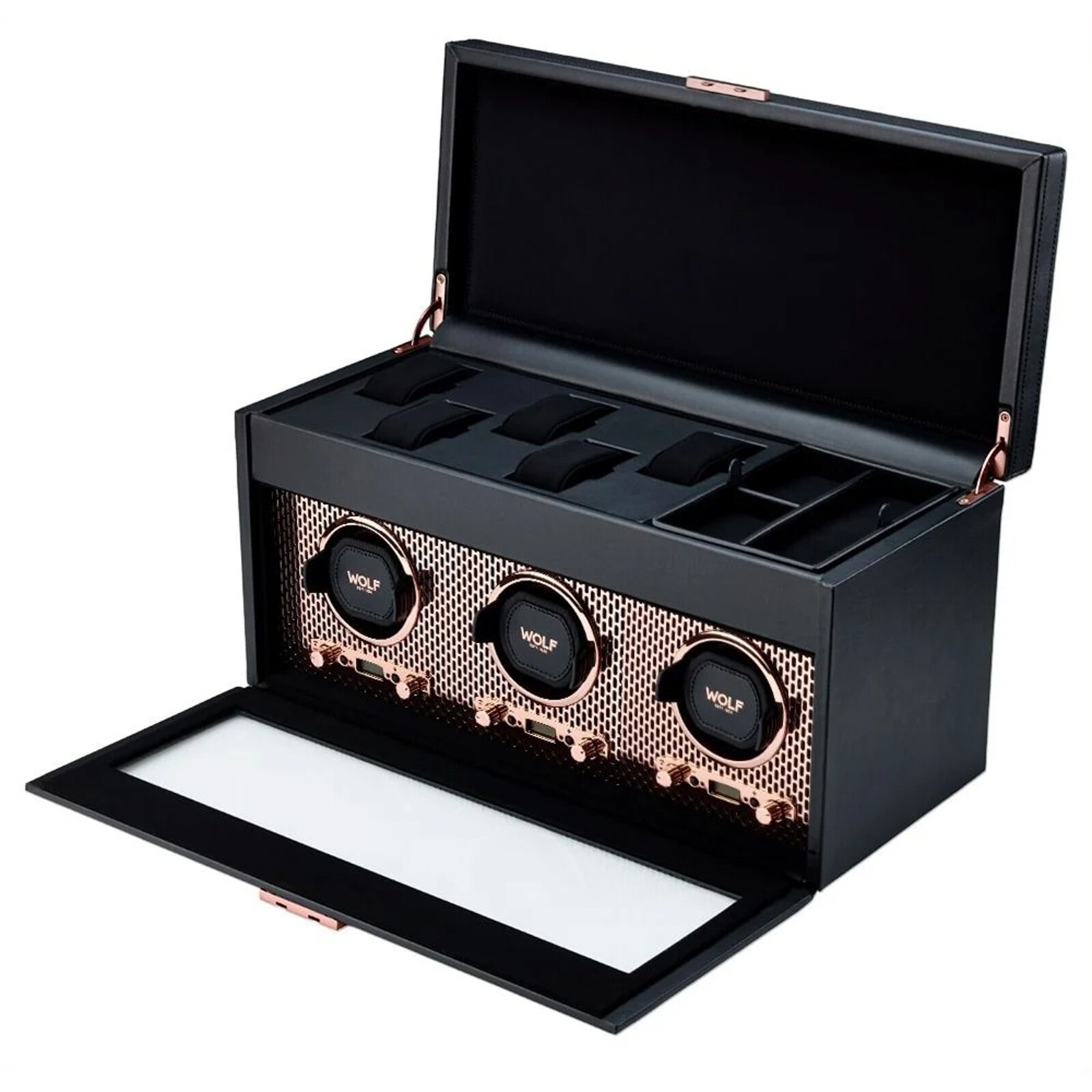 WOLF Axis Triple Watch Winder With Storage