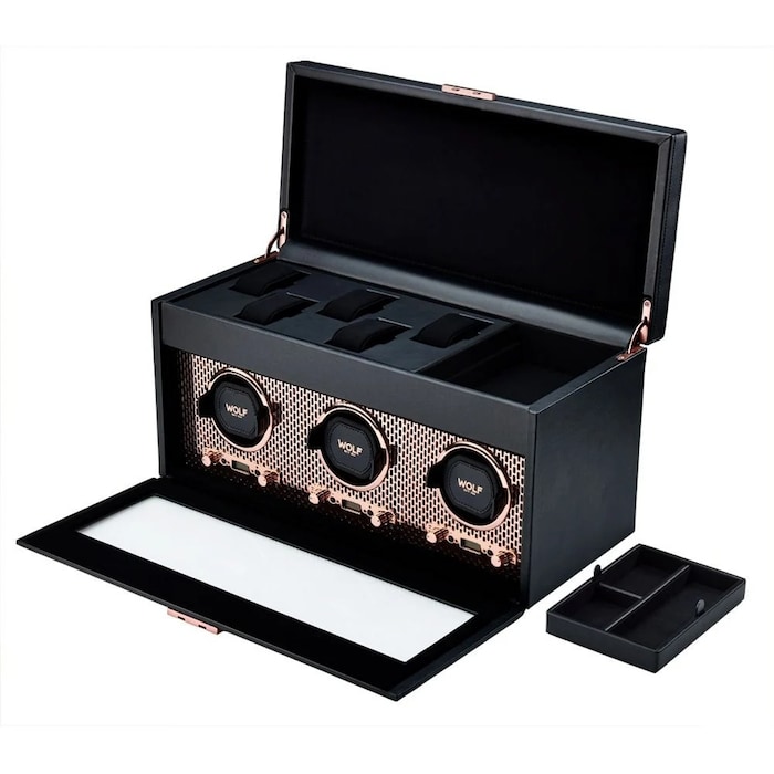 WOLF Axis Triple Watch Winder With Storage