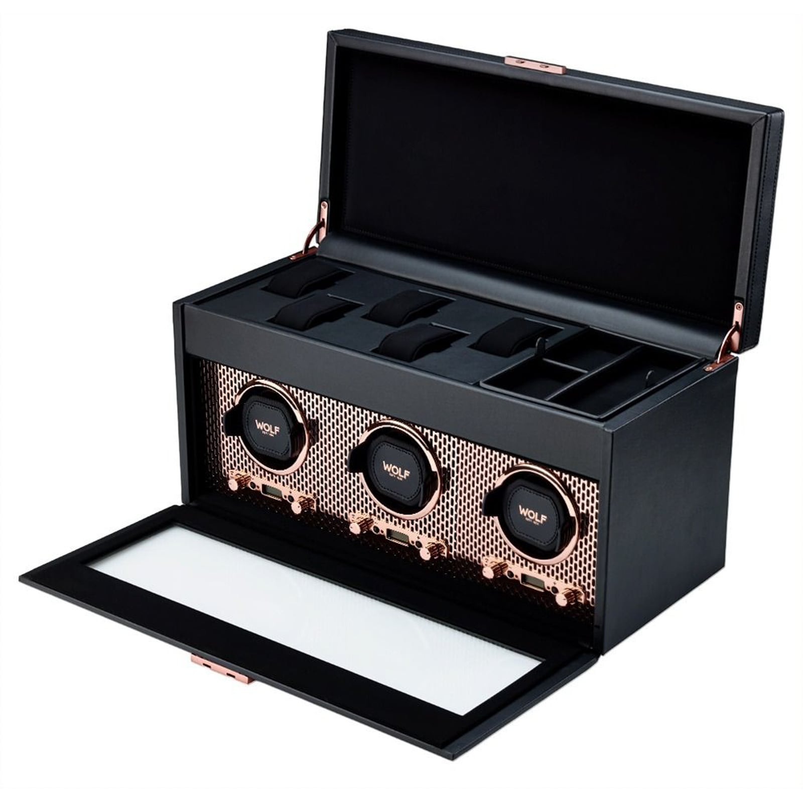WOLF Axis Triple Watch Winder With Storage WOLF Axis Triple Watch Winder With Storage