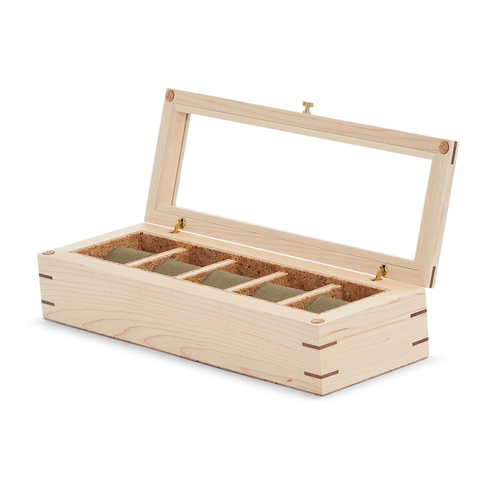 Herringbone Two Toned 5 Slot Watch Box