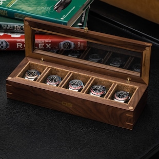 Analog Shift x WOLF Flatiron II 5-Piece Watch Box - Walnut