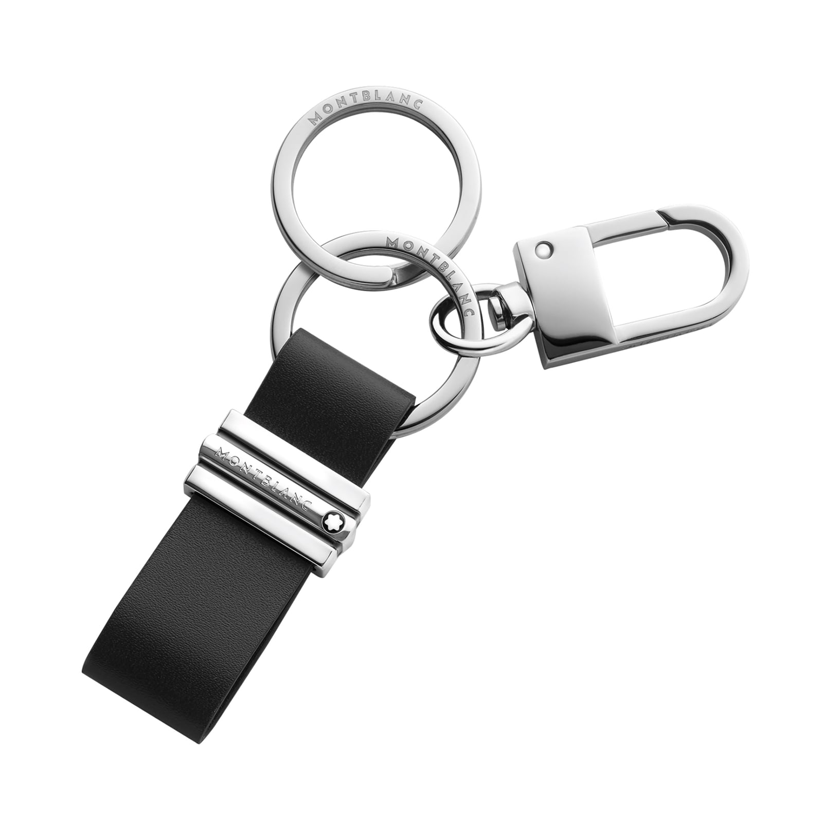 Montblanc oval stainless discount steel & rubber keyring