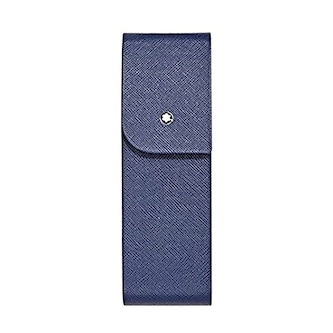Montblanc Blue Leather Double Pen Pouch Montblanc Blue Leather Double Pen Pouch