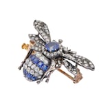 Betteridge Estate 18k White and Yellow Gold 5.00cttw Diamond and 2.60cttw Sapphire Bee Pin