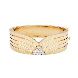 Vintage And Estate Jewelry 18k Yellow Gold 0.70cttw Diamond Triangle Bangle