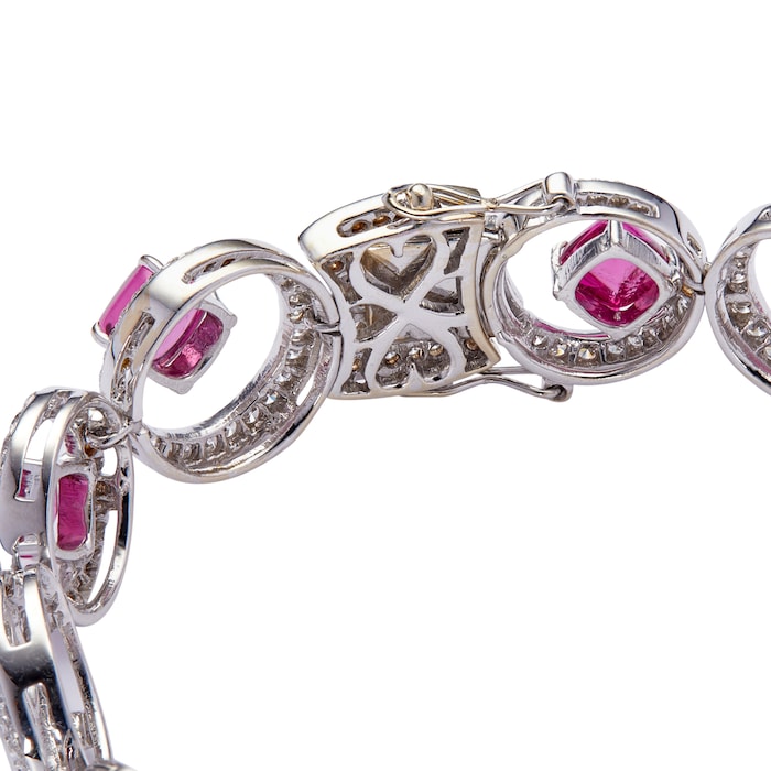 Betteridge Estate 18k White Gold Diamond and Pink Tourmaline Bracelet 7"