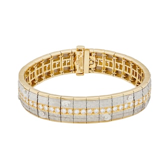 Vintage And Estate Jewelry 18k Yellow Gold and Platinum 2.56cttw Diamond Bondanza Bracelet