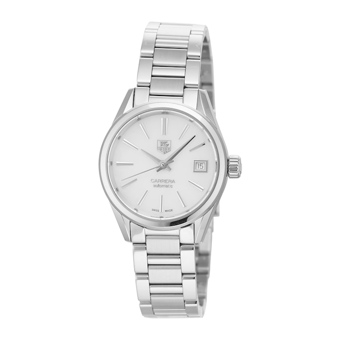 Pre-Owned TAG Heuer Pre-Owned TAG Heuer Carrera Calibre 9 White Mother of Pearl Steel Ladies Watch WAR2411.BA0776