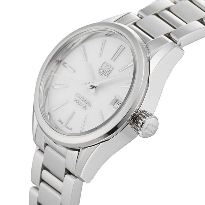 Pre-Owned TAG Heuer Pre-Owned TAG Heuer Carrera Calibre 9 White Mother of Pearl Steel Ladies Watch WAR2411.BA0776